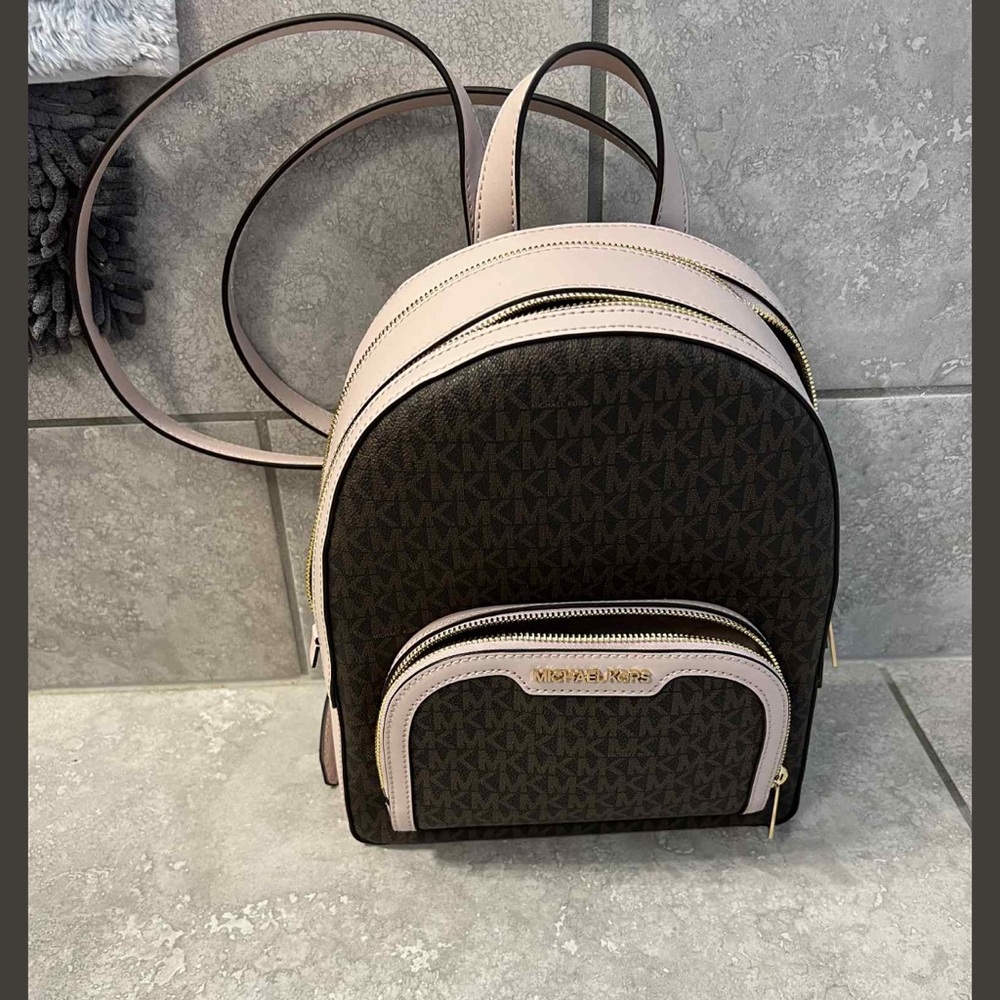 Michael Kors Dark Brown and Light Pink Backpack